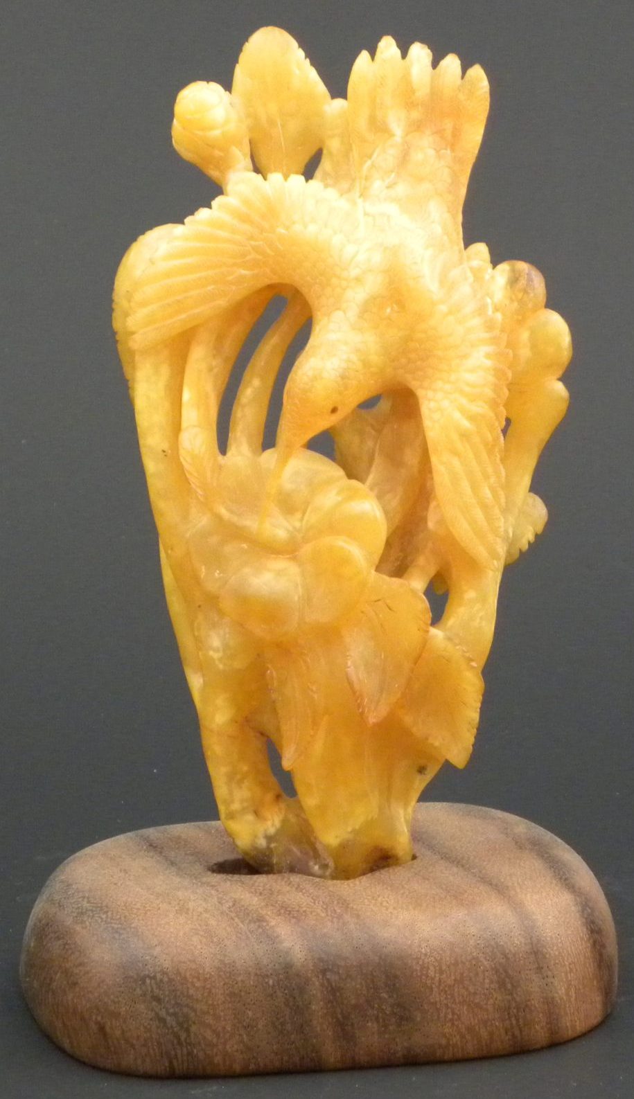 Carved Amber Hummingbird