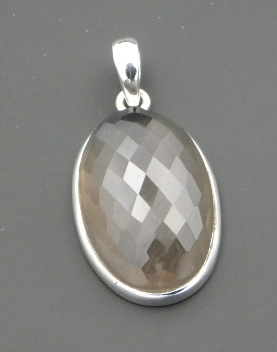 Smoky Quartz Faceted Pendant set in Sterling Silver
