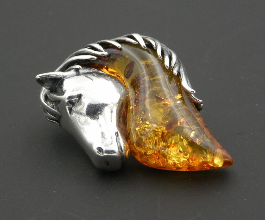 Baltic Amber horse head pendant