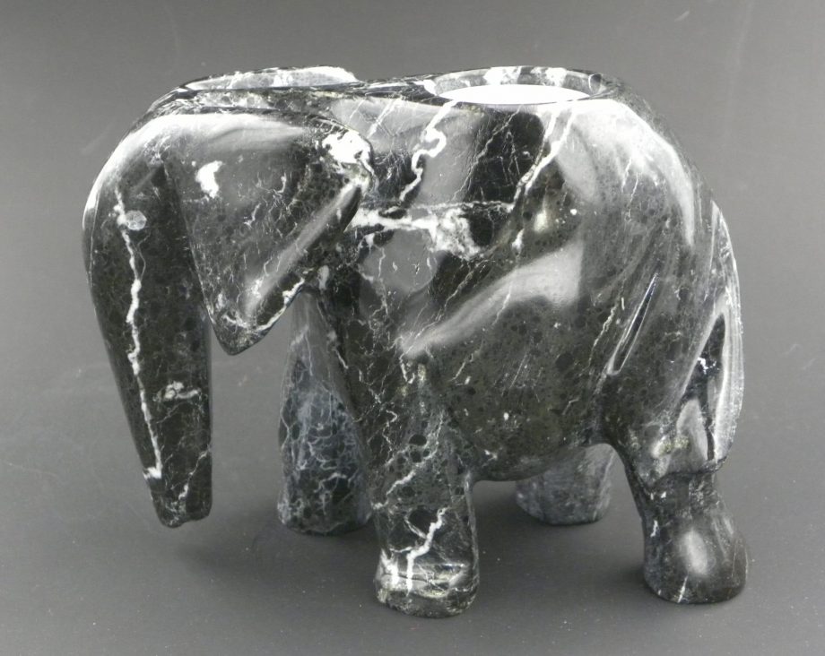 Black Marble Elephant tea-light holder