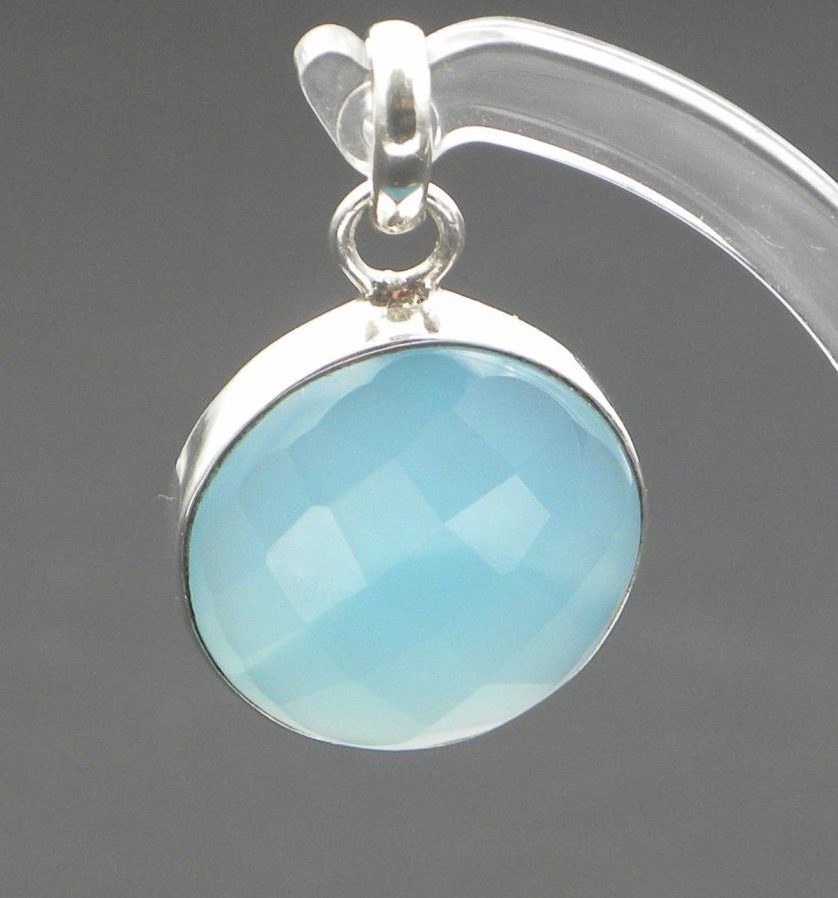 Blue Chalcedony 925 silver round