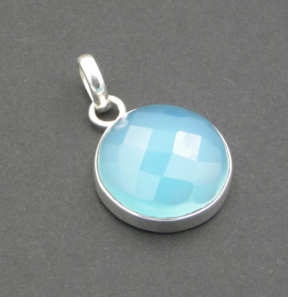 Blue Chalcedony 925 silver round