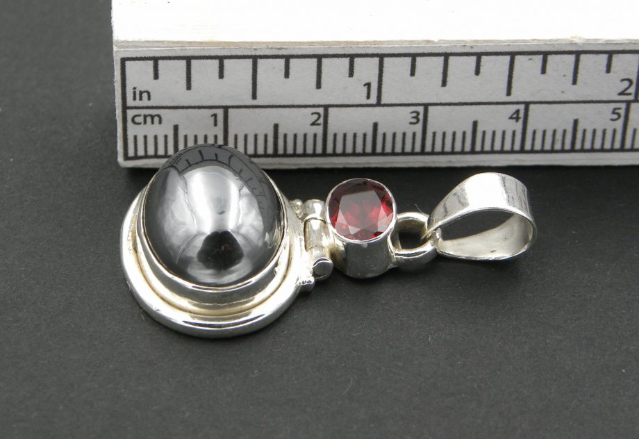 Hematite and garnet pendant