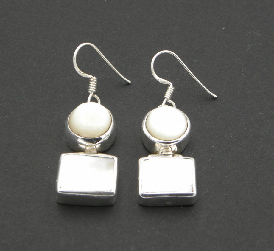 Mother of Pearl Drop earrings, set in sterling silver