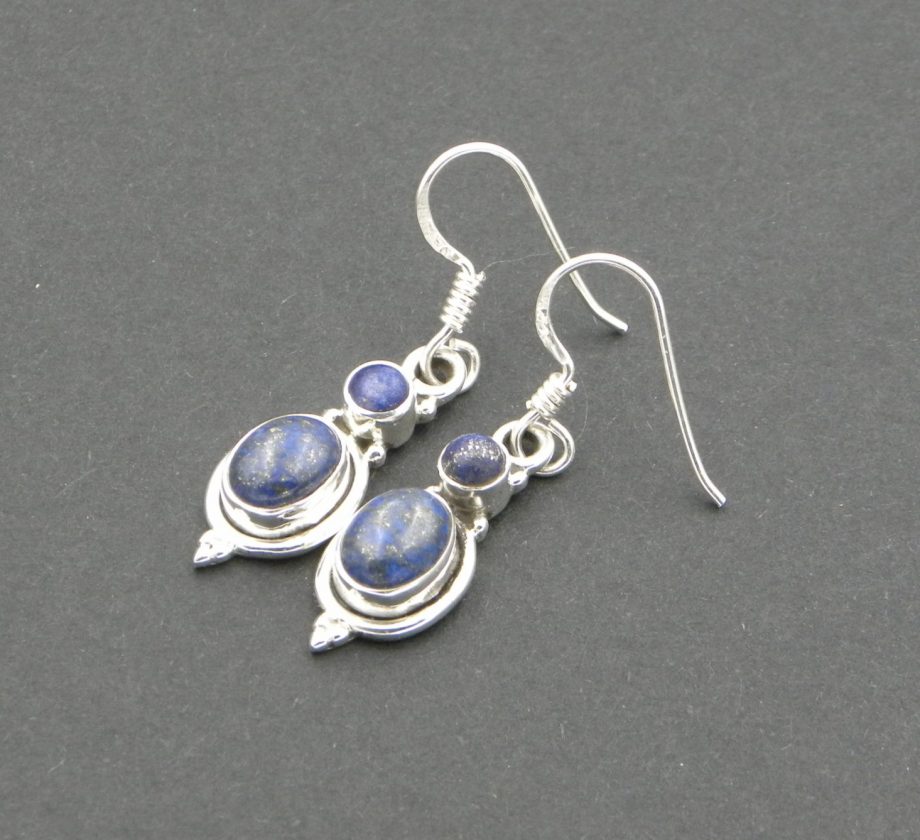 Lapis Lazuli drop earrings, set in sterling silver