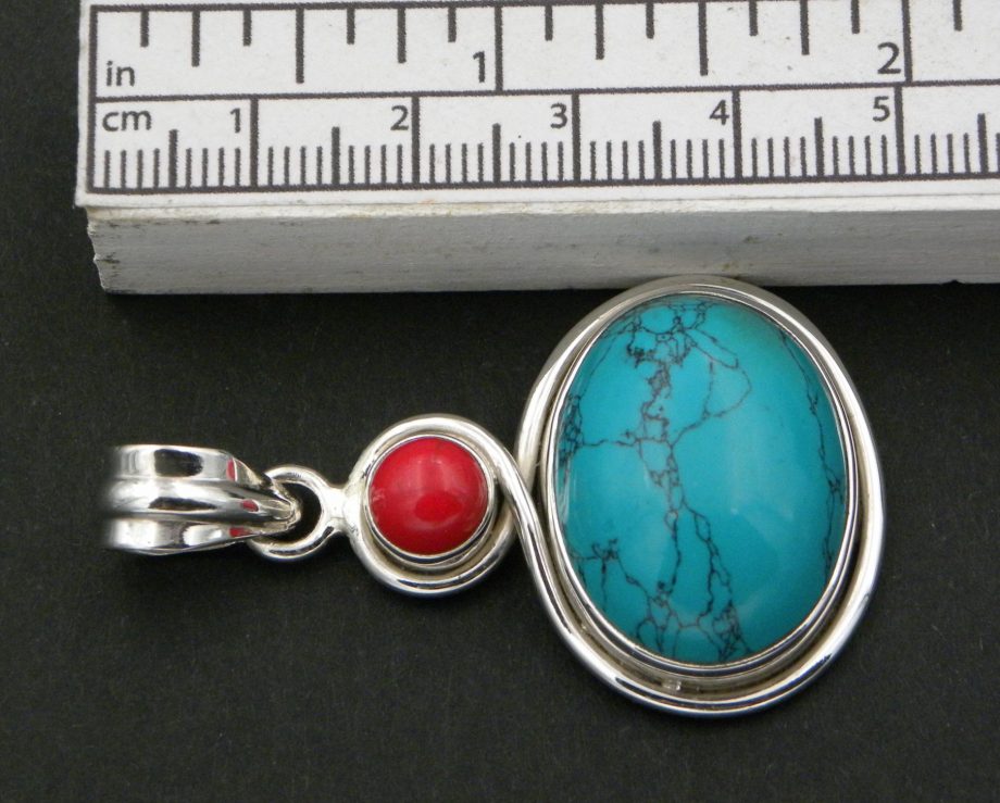Blue Howlite & Coral Pendant