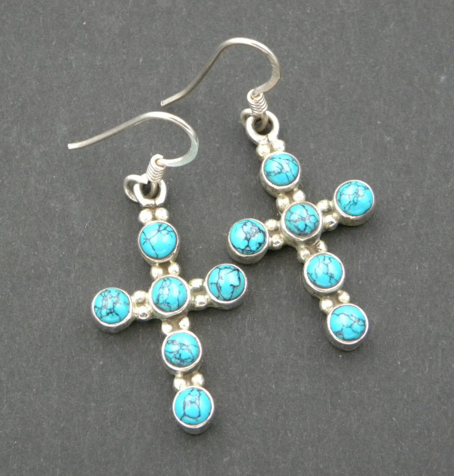 Blue Howlite Cross drop earrings