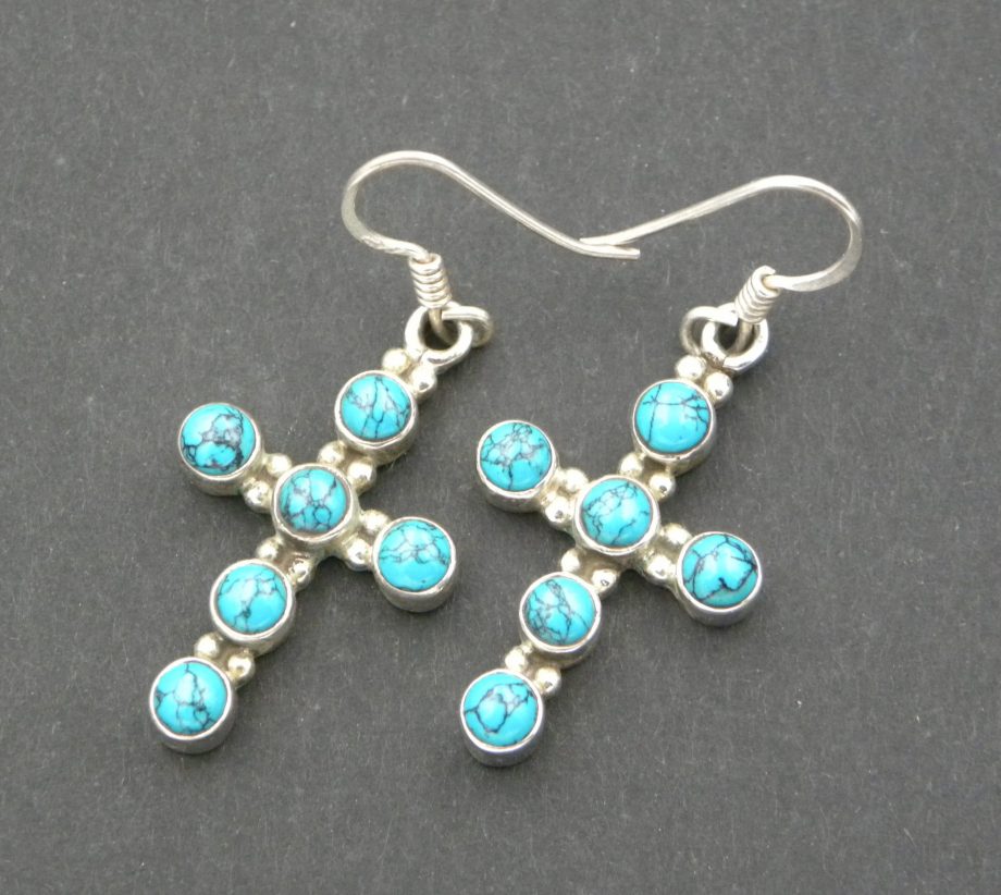 Blue Howlite Cross drop earrings