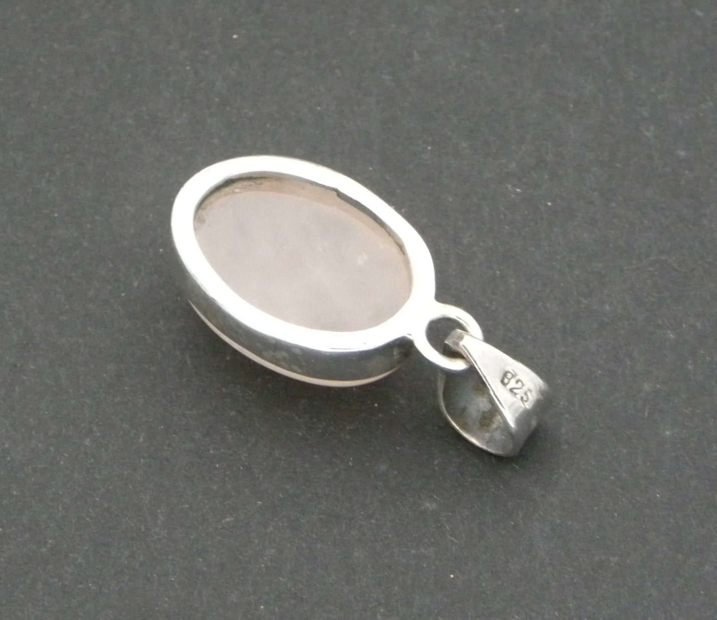 Back of Oval Rose Quartz Pendant