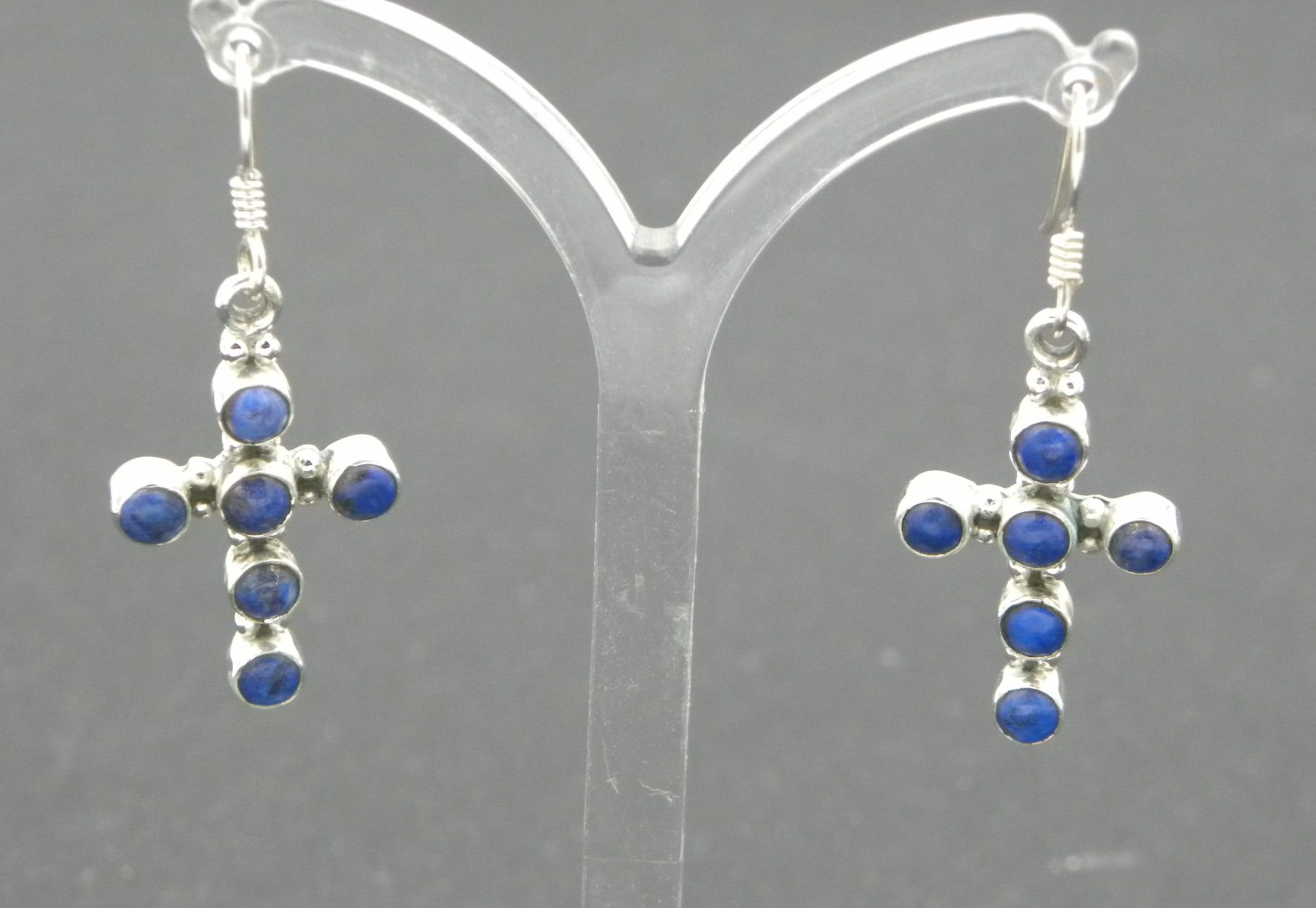Lapis Lazuli Cross Earrings