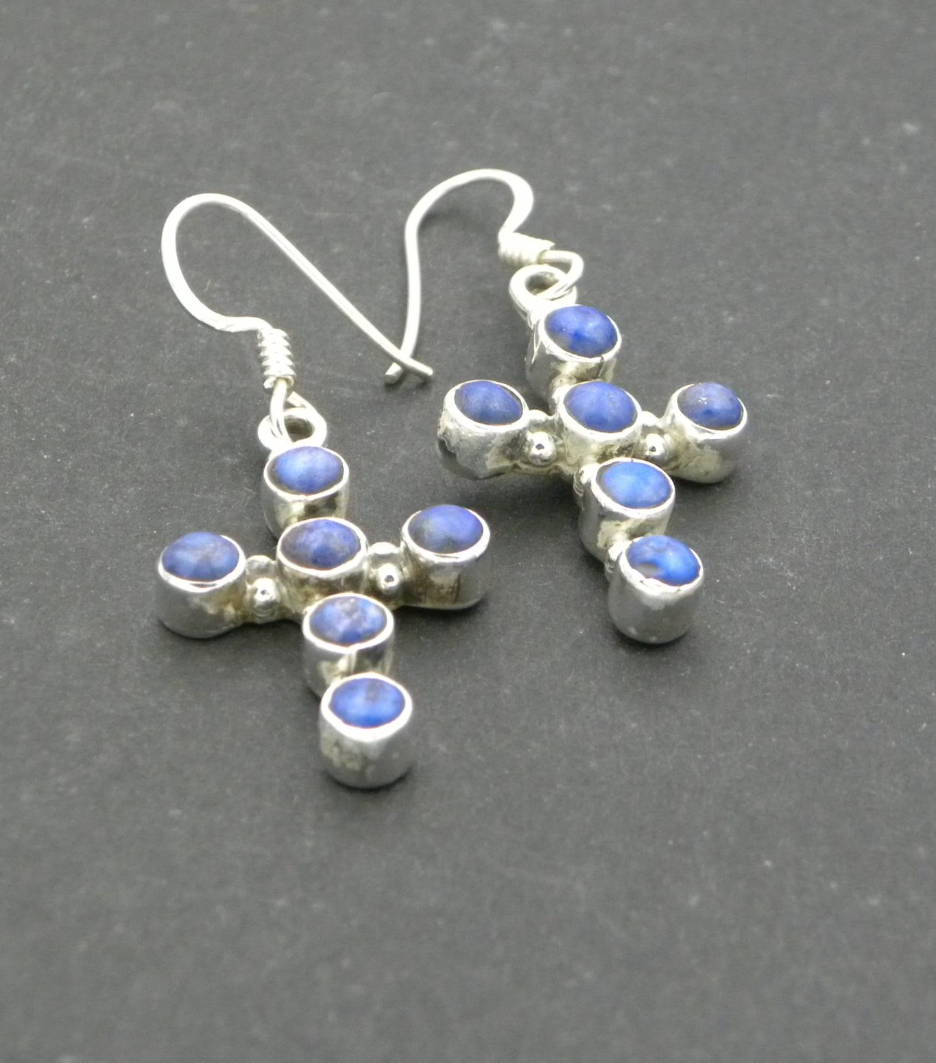 Lapis Lazuli Cross Earrings