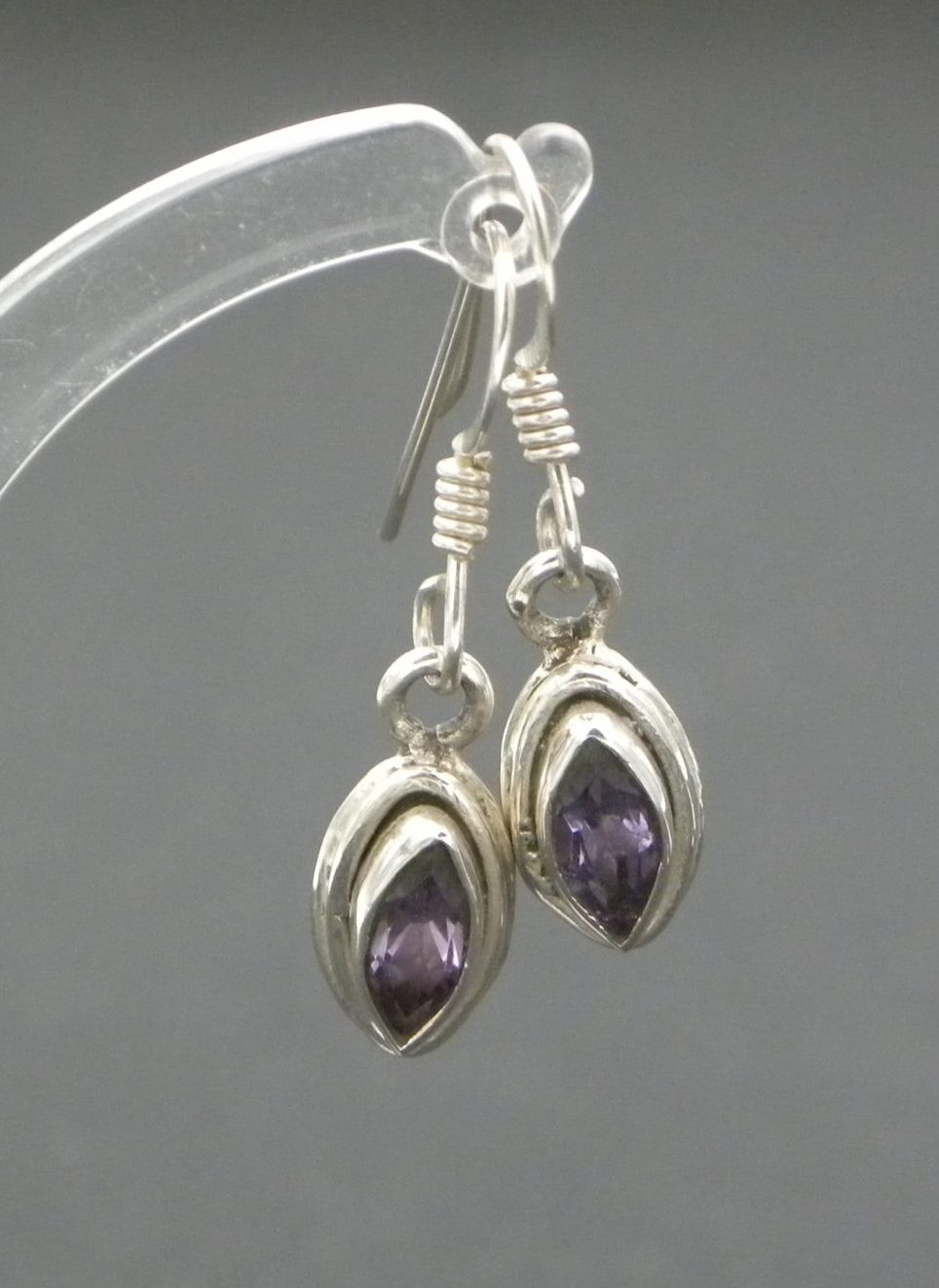 Faceted Amethyst Marquise Earrings