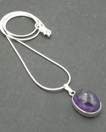 Oval Amethyst Pendant & Chain