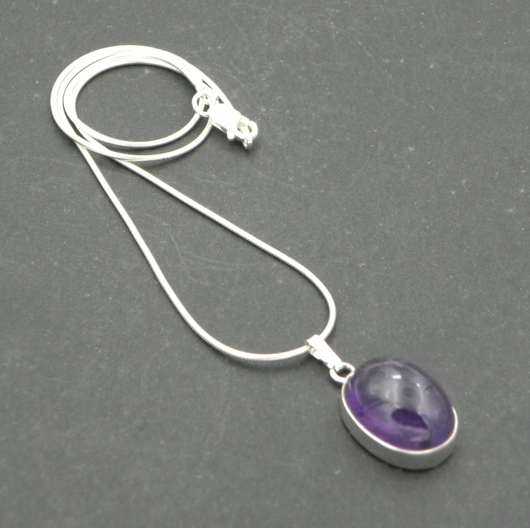 Oval Amethyst Pendant & Chain