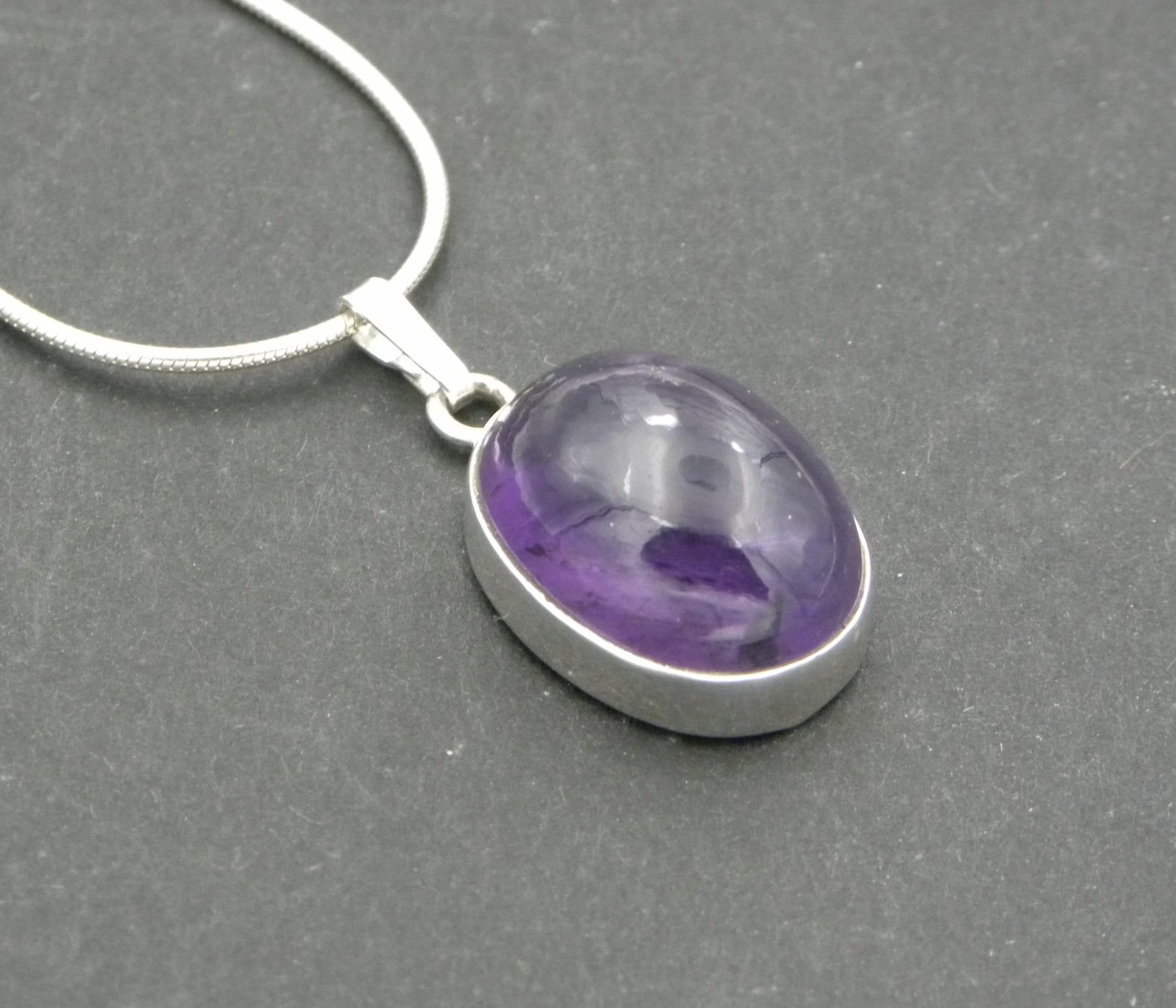 Oval Amethyst Pendant & Chain
