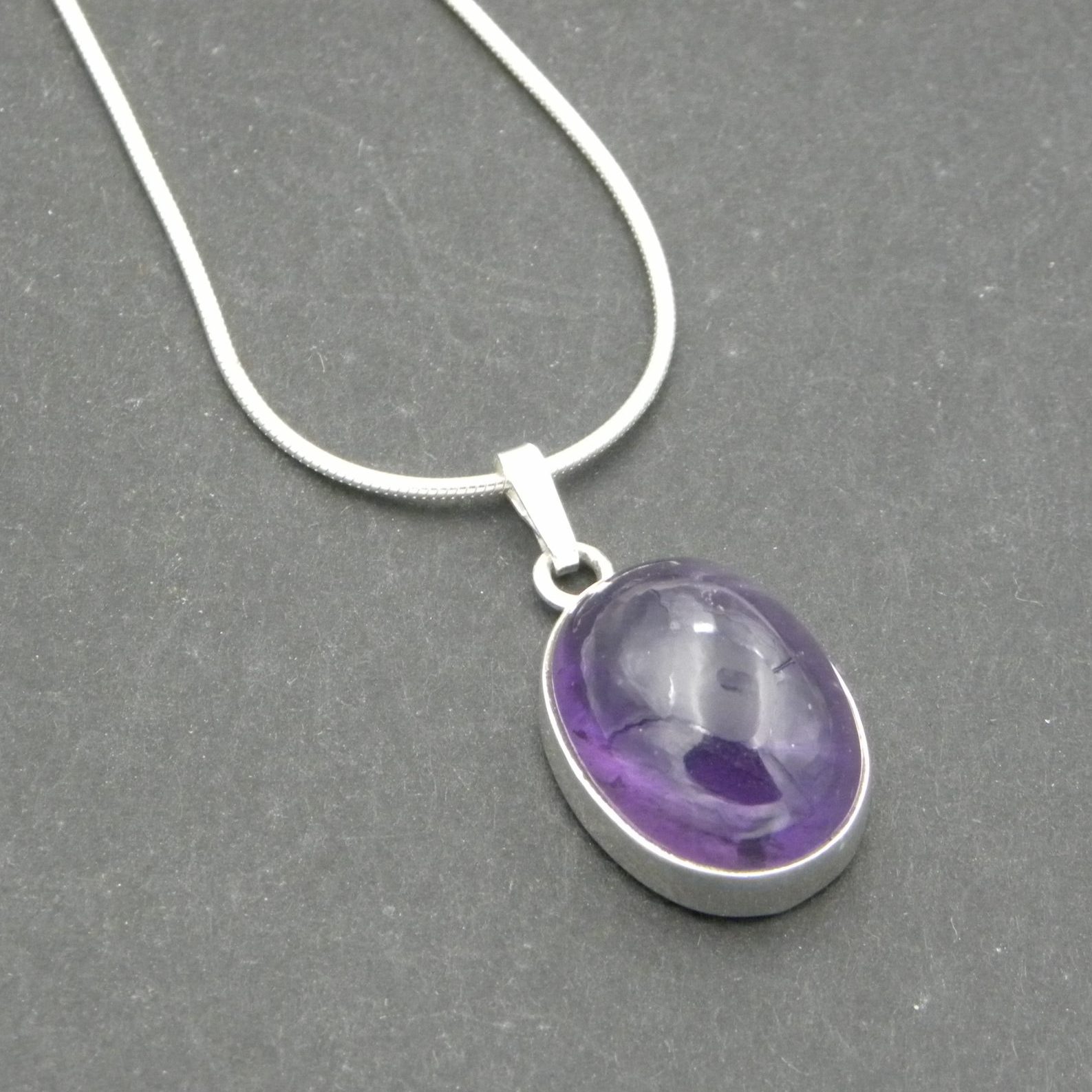 Oval Amethyst Pendant & Chain