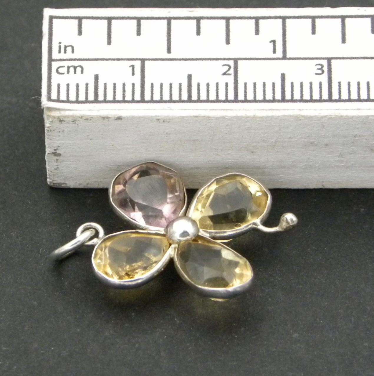 Faceted Citrine & Amethyst Flower Pendant