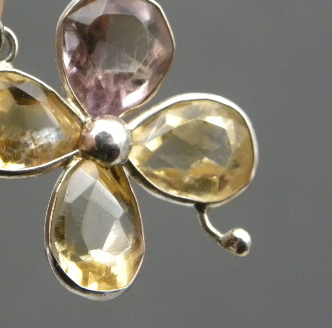 Faceted Citrine & Amethyst Flower Pendant