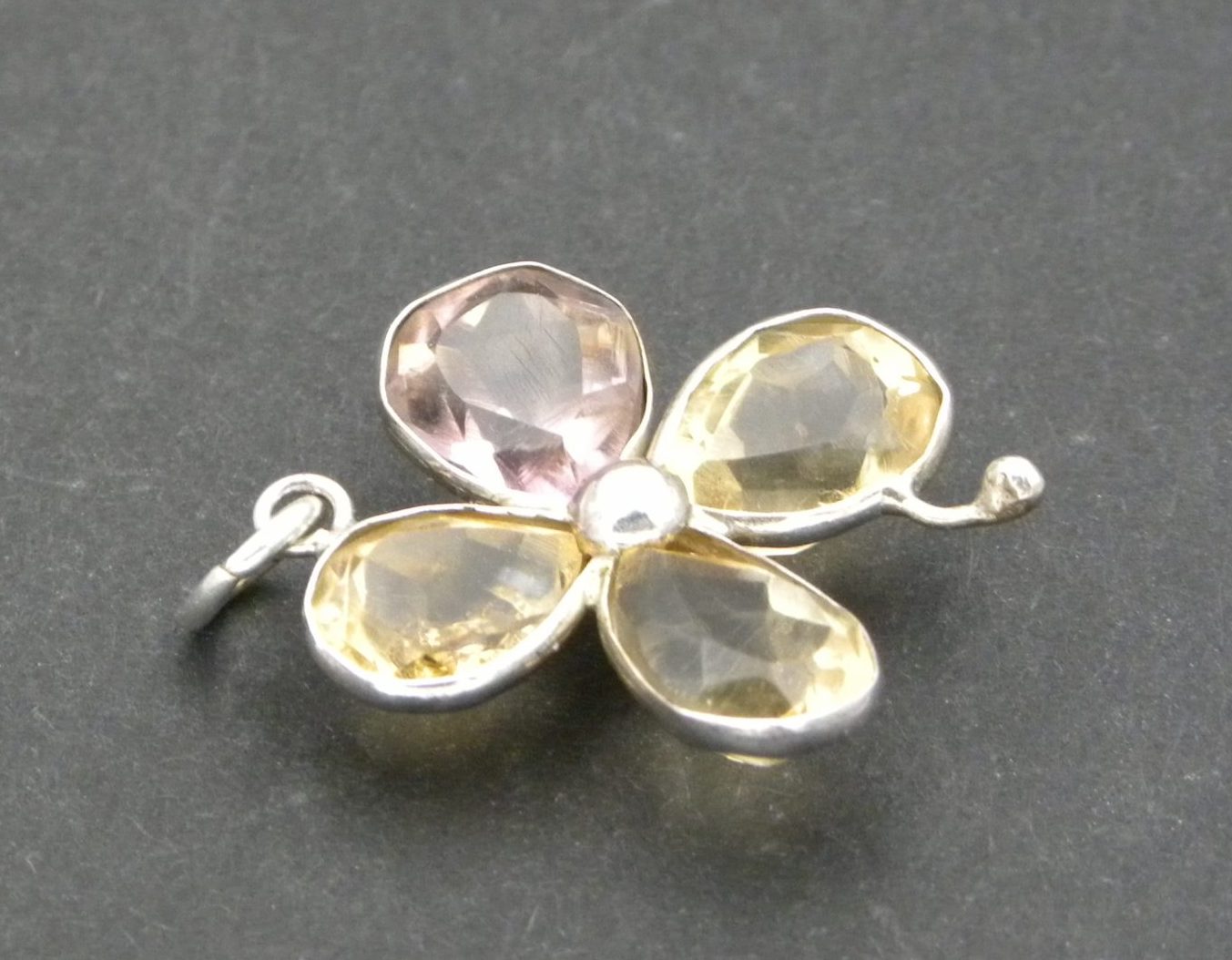 Faceted Citrine & Amethyst Flower Pendant