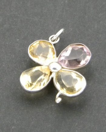 Faceted Citrine & Amethyst Flower Pendant