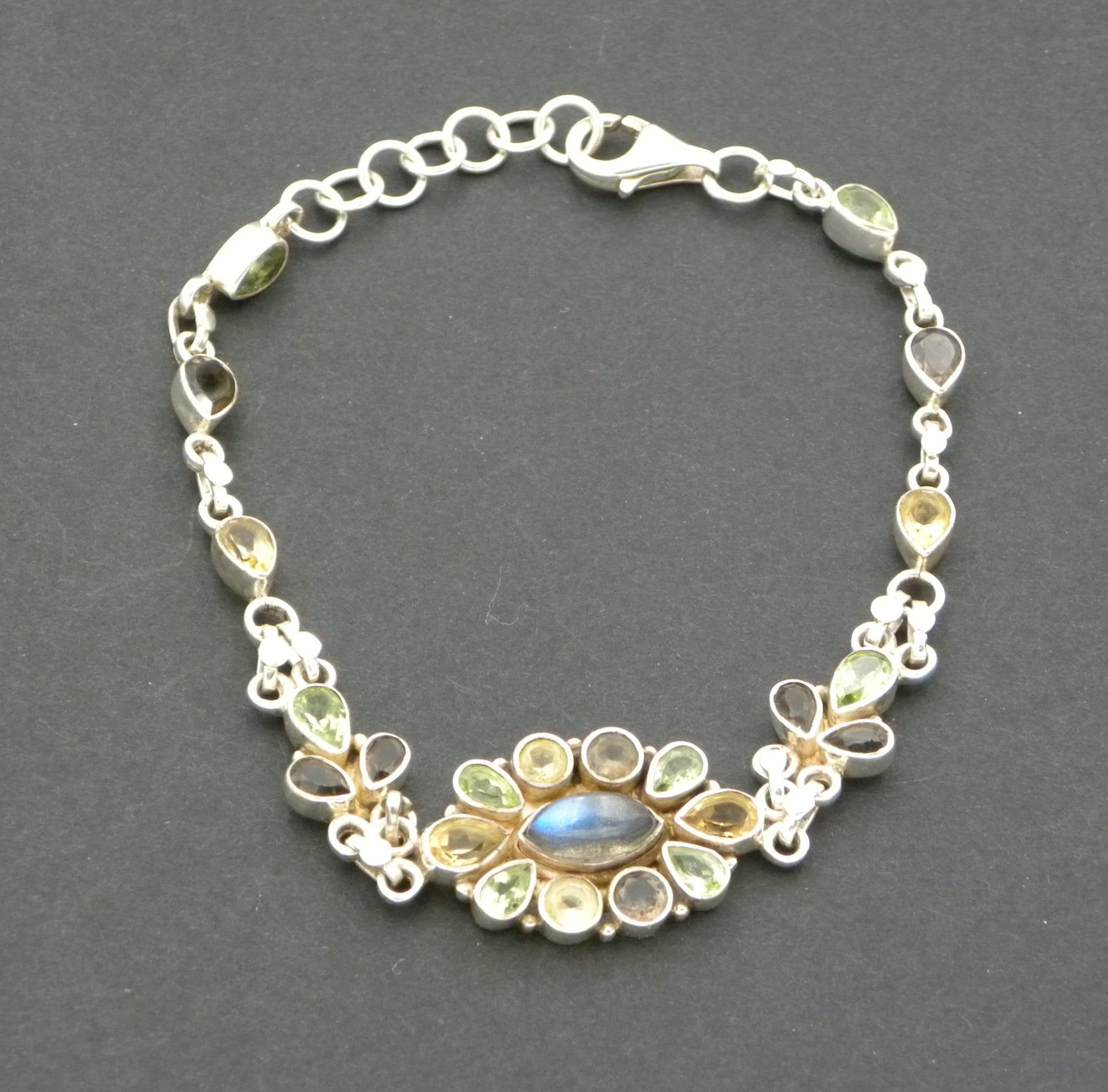 Mixed Gemstone Sterling Silver Bracelet