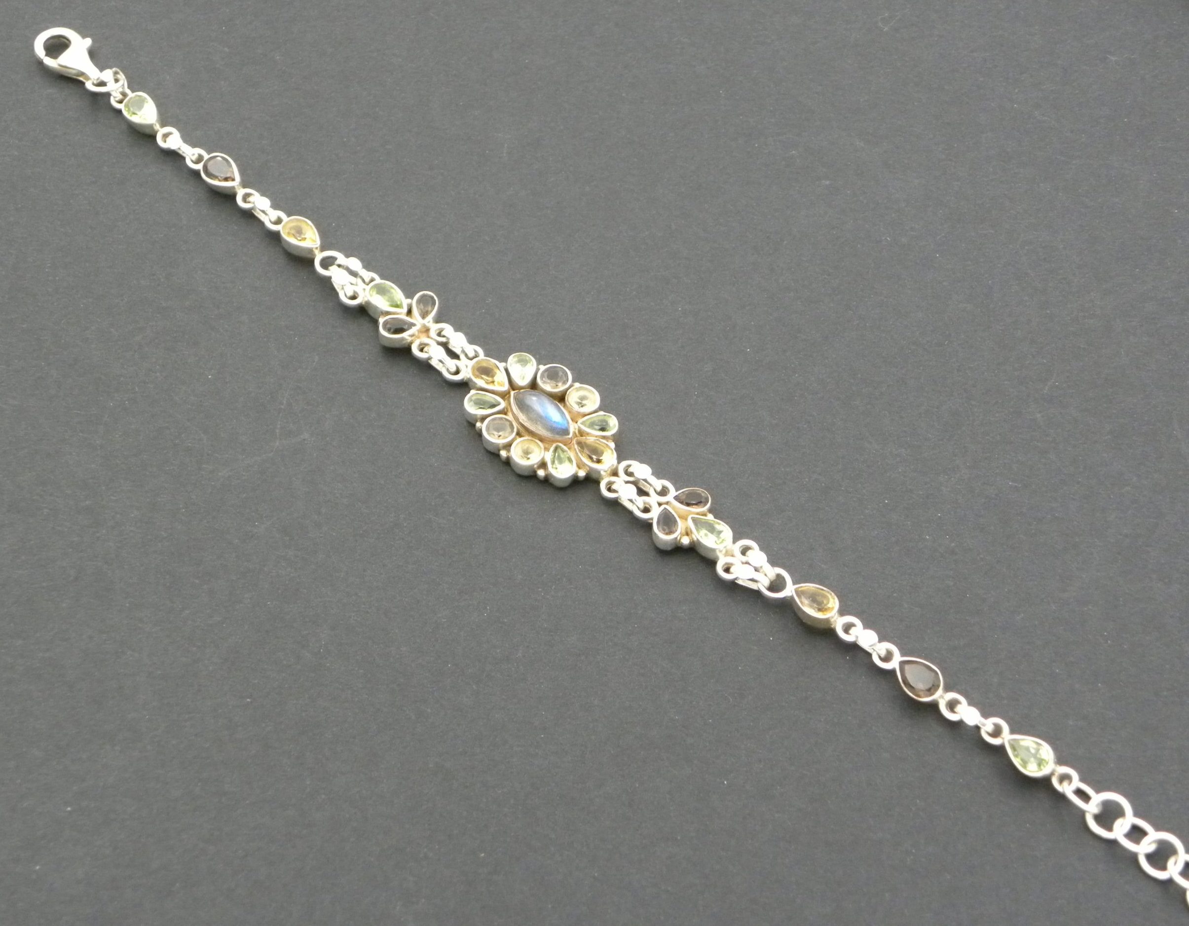 Mixed Gemstone Sterling Silver Bracelet