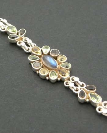 Mixed Gemstone Sterling Silver Bracelet