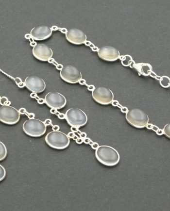 Blue Chalcedony set, necklace, bracelet & earrings